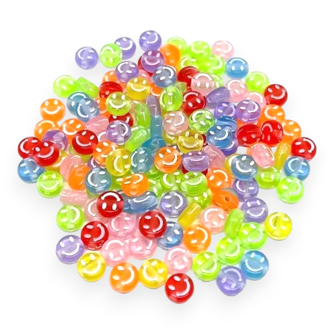 Cuenta redonda plástica pasadora happy face carita feliz / 10 grs5
