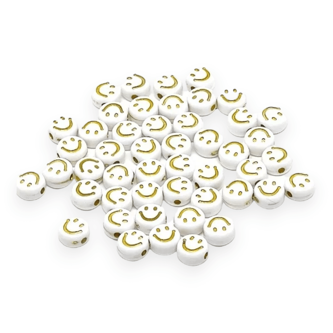 Cuenta redonda plástica pasadora happy face carita feliz / 10 grs4