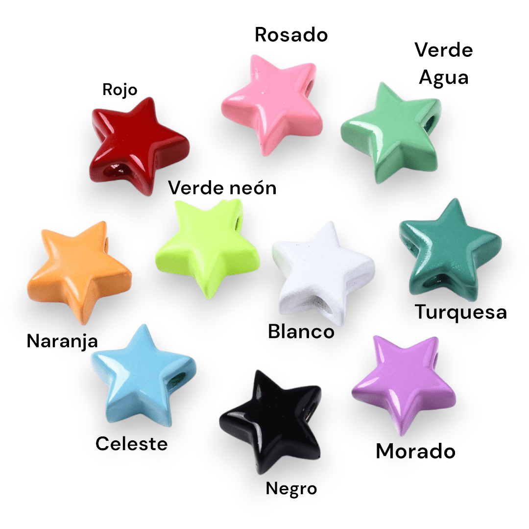 Pasadores multicolor estrella 10 mm latón pintado / unidad2