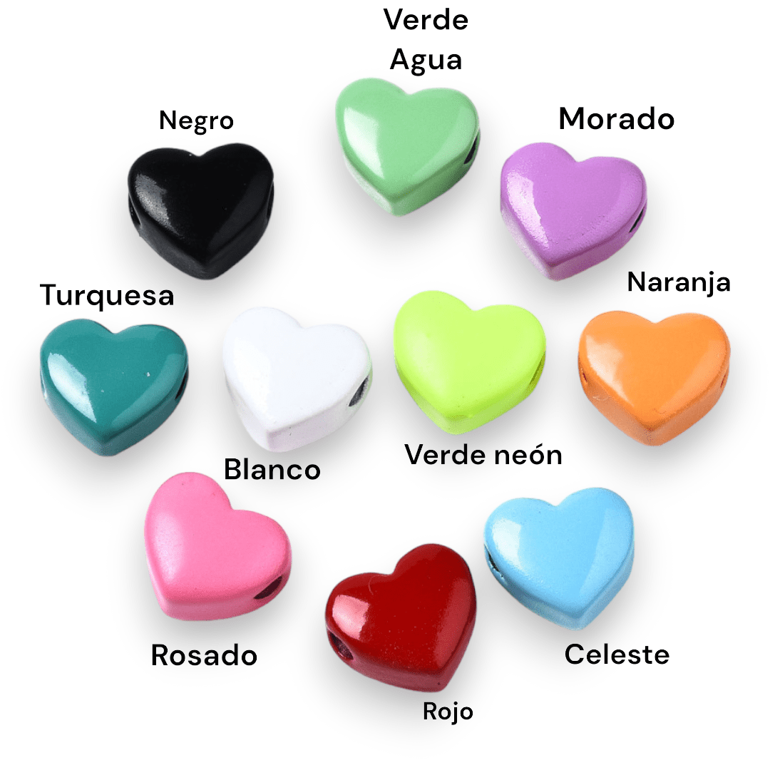 Pasadores multicolor corazón 10 mm latón pintado / unidad2
