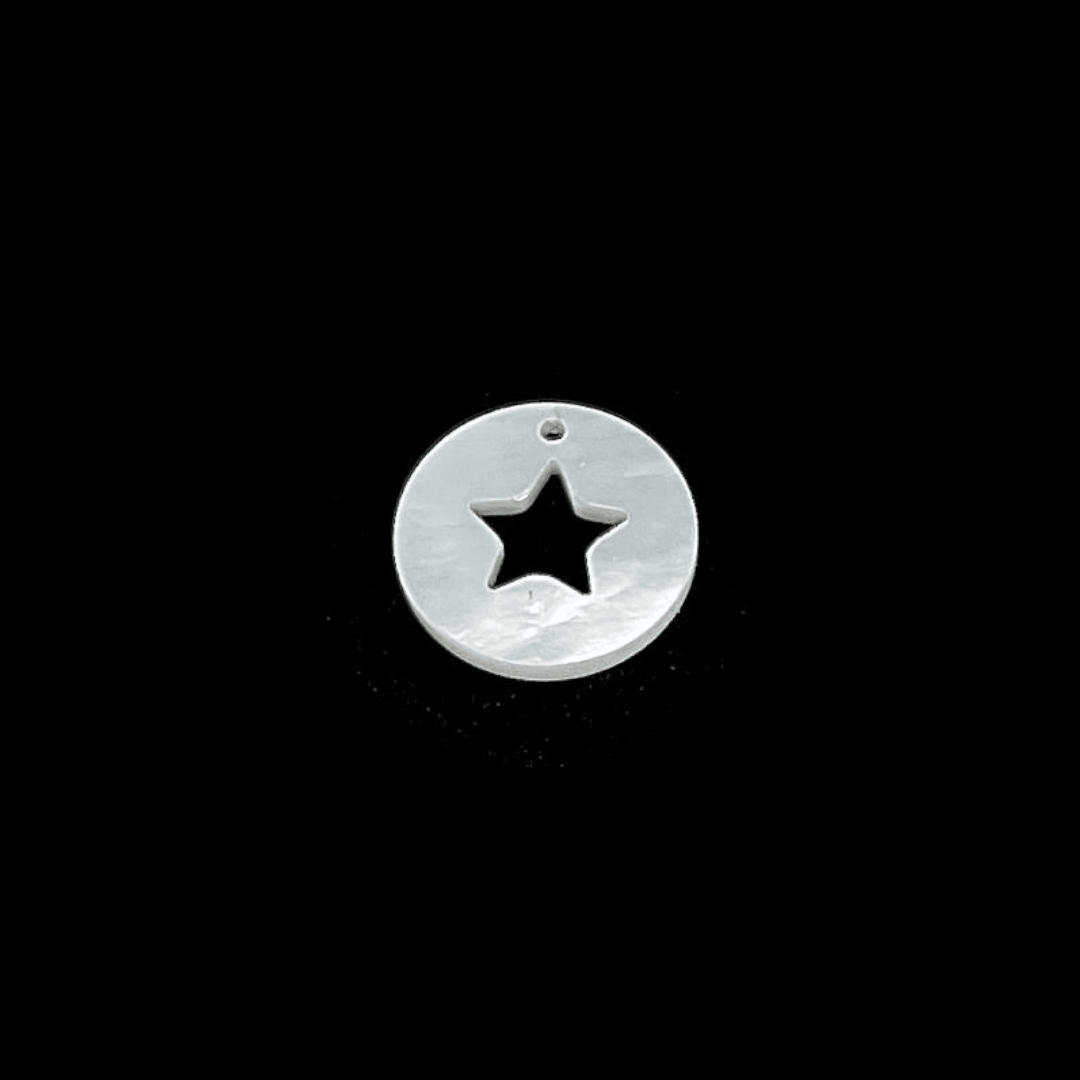 colgante círculo estrella cruz luna corazón carita nacar / unidad3