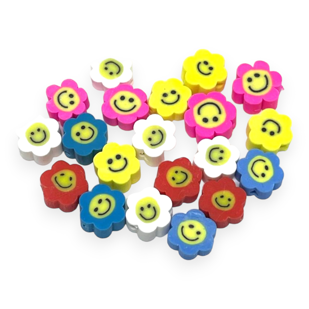 Pasador arcilla polimérica carita feliz flor fimo / 20 uds1