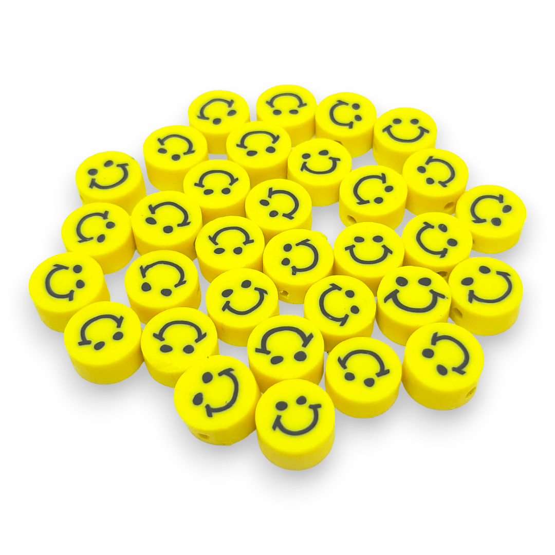 Pasador arcilla polimérica carita feliz 10 mm fimo / 20 uds1