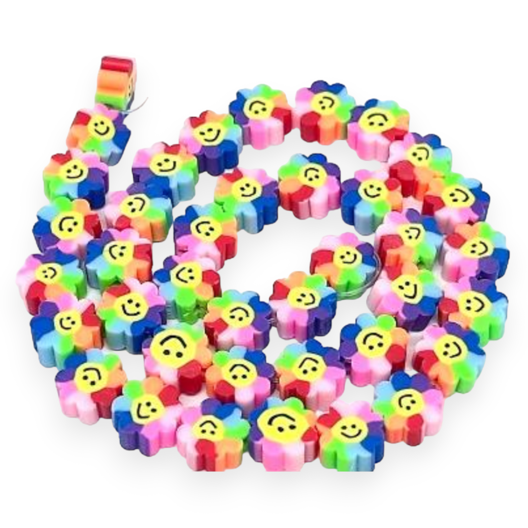 Pasador arcilla polimérica carita feliz flor multicolor fimo / 12 uds1