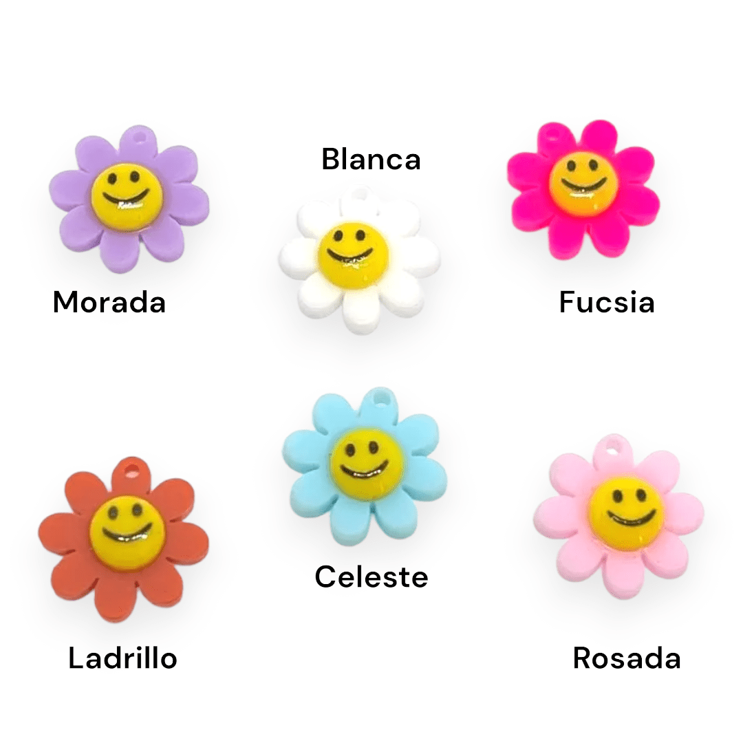 Dije colgante carita feliz flor margarita 15 mm / unidad2