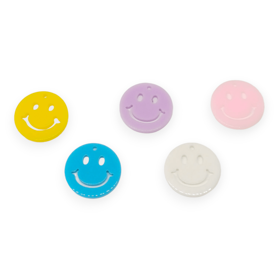 Dije colgante Caritas acrílicas multicolor 20 mm / unidad1