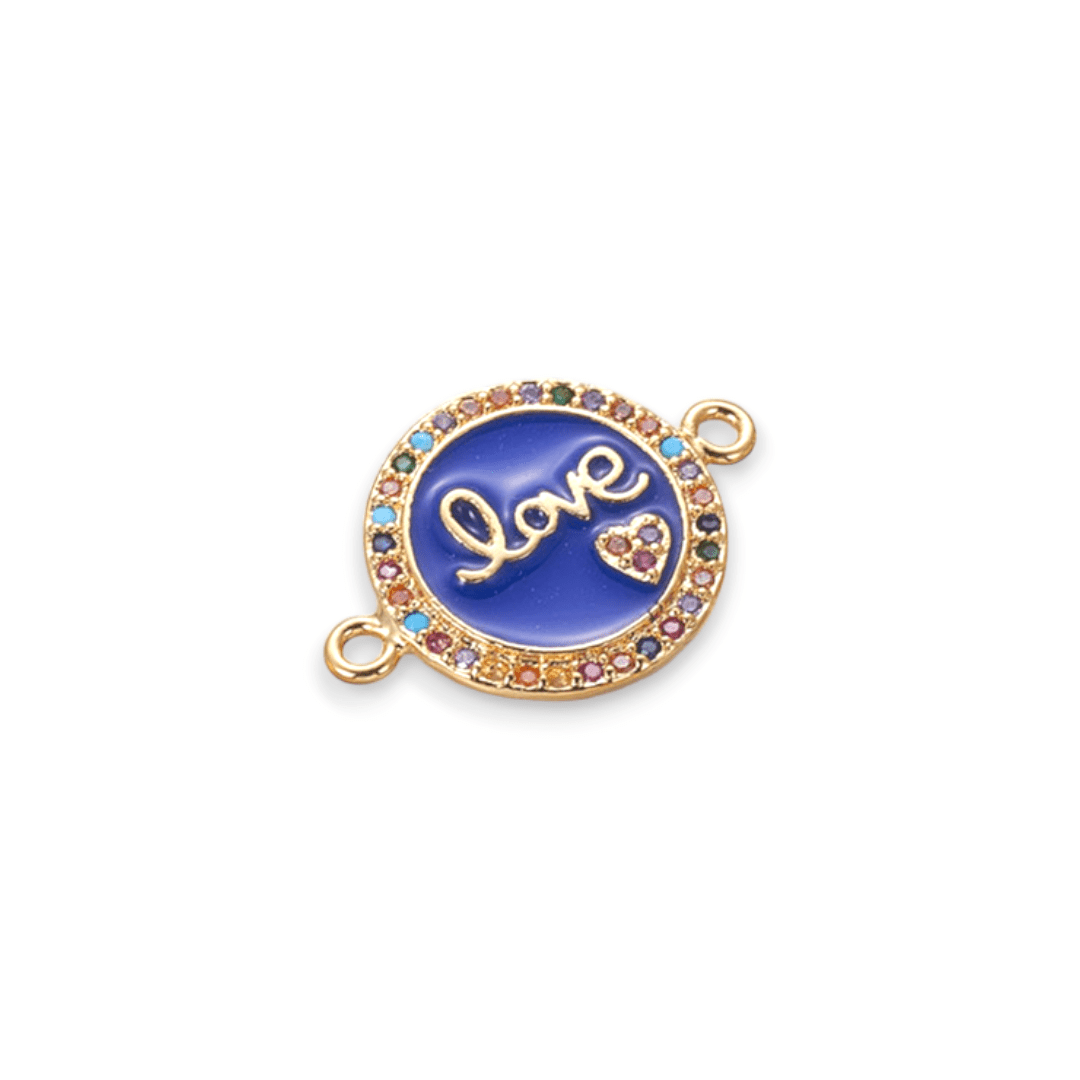Dije conector esmaltado círculo love  zircón / unidad2