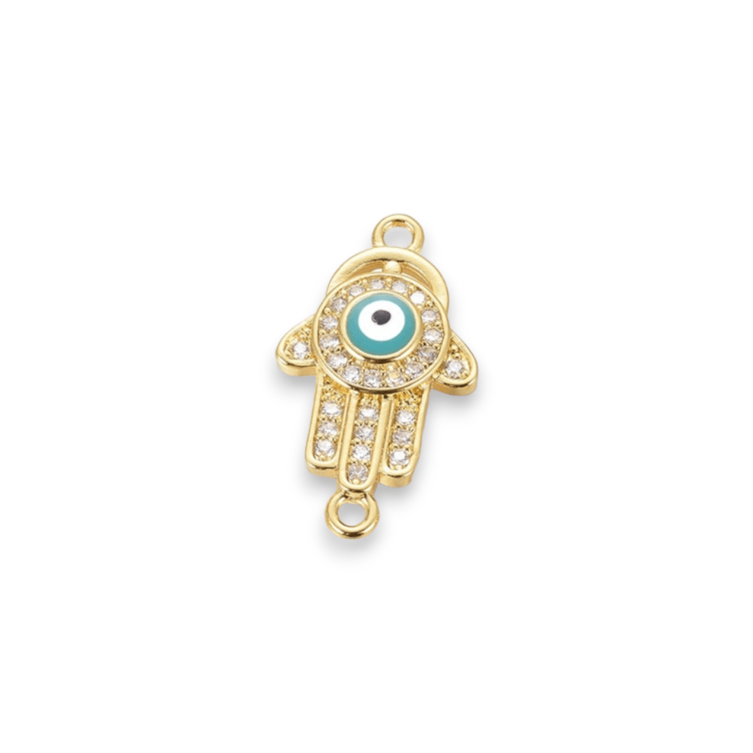 Dije conector hamsa nazar ojo turco baño de oro / unidad5