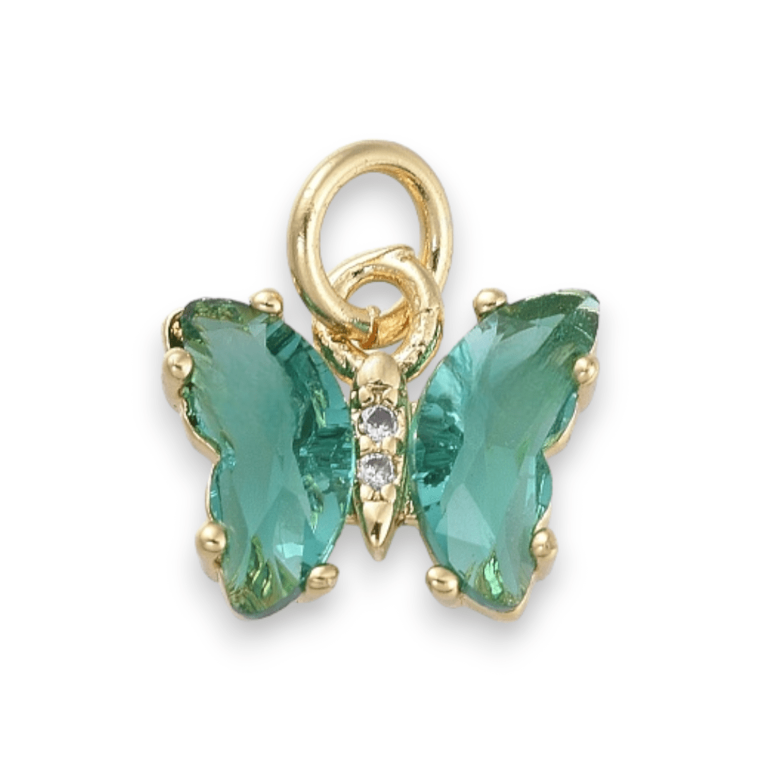 Dije colgante mariposas colores zircón baño de oro / unidad9