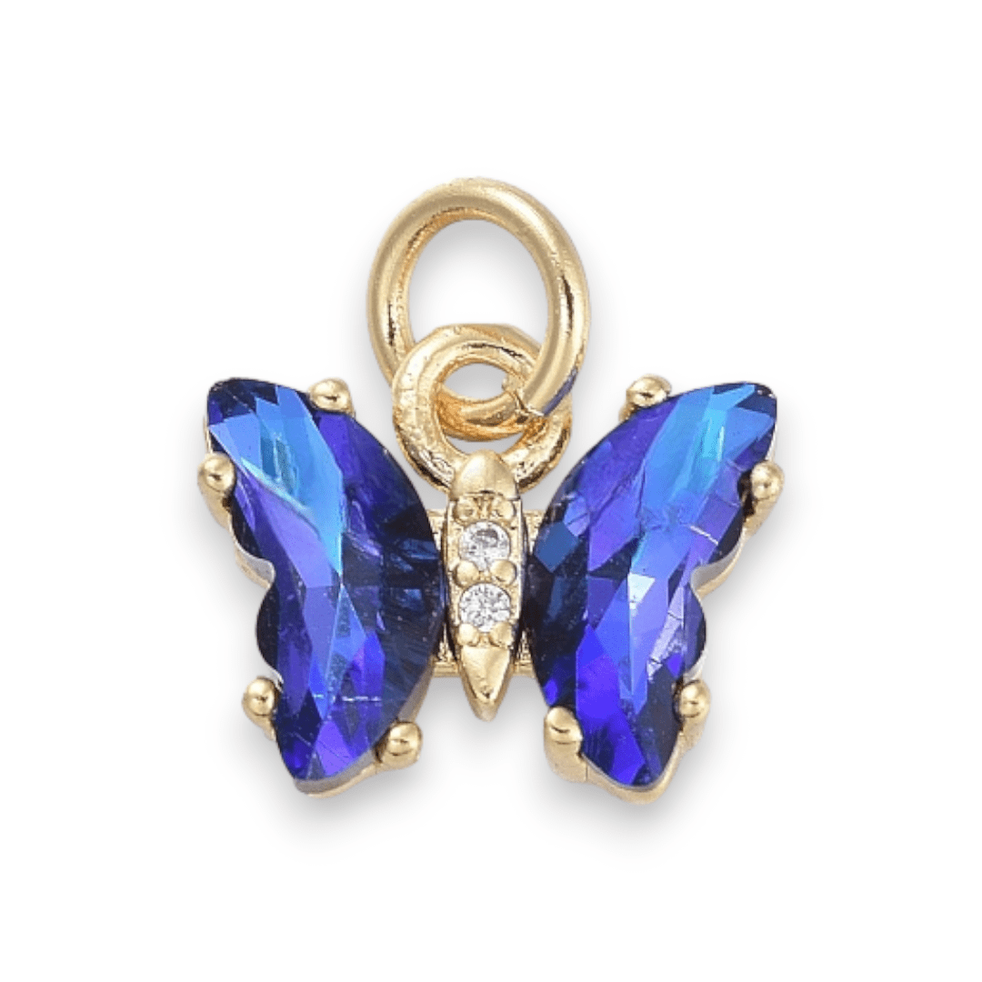 Dije colgante mariposas colores zircón baño de oro / unidad8