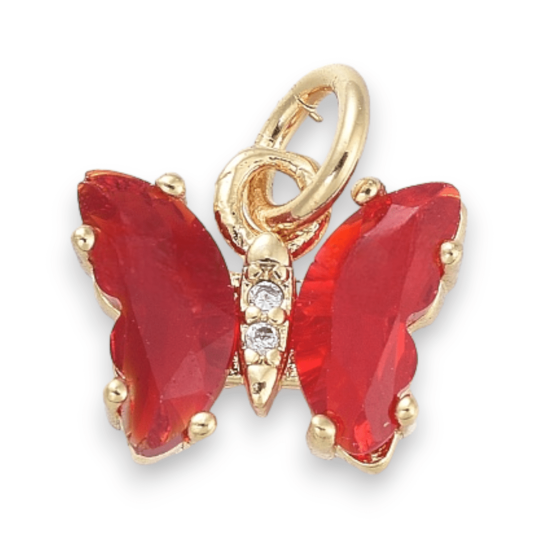 Dije colgante mariposas colores zircón baño de oro / unidad7