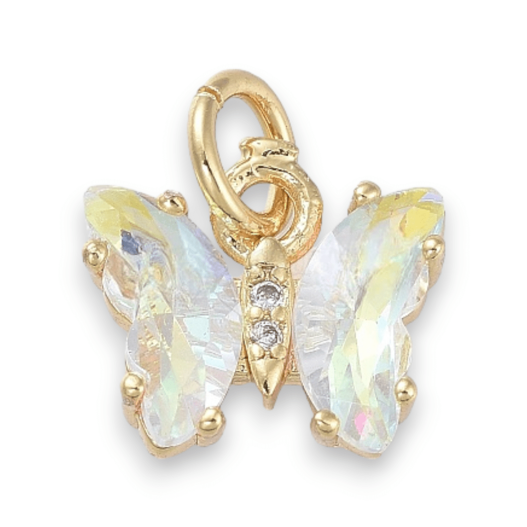 Dije colgante mariposas colores zircón baño de oro / unidad5
