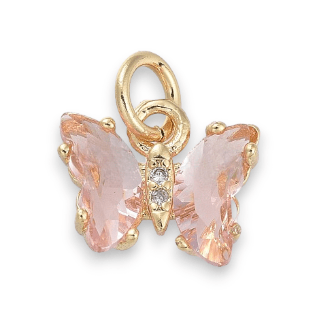 Dije colgante mariposas colores zircón baño de oro / unidad4
