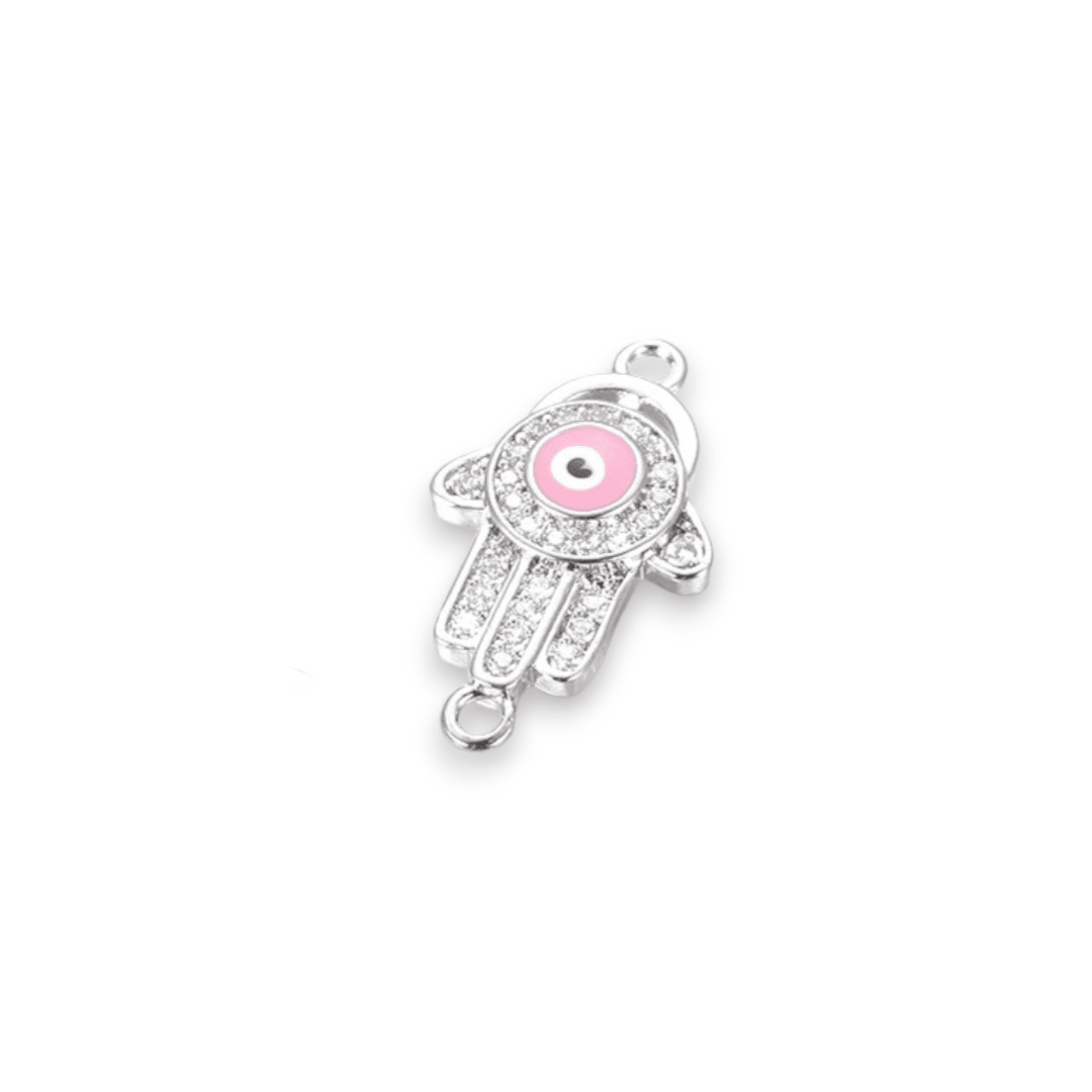 Dije conector hamsa nazar ojo turco baño de platino / unidad7