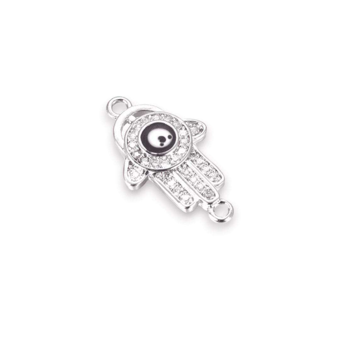 Dije conector hamsa nazar ojo turco baño de platino / unidad5