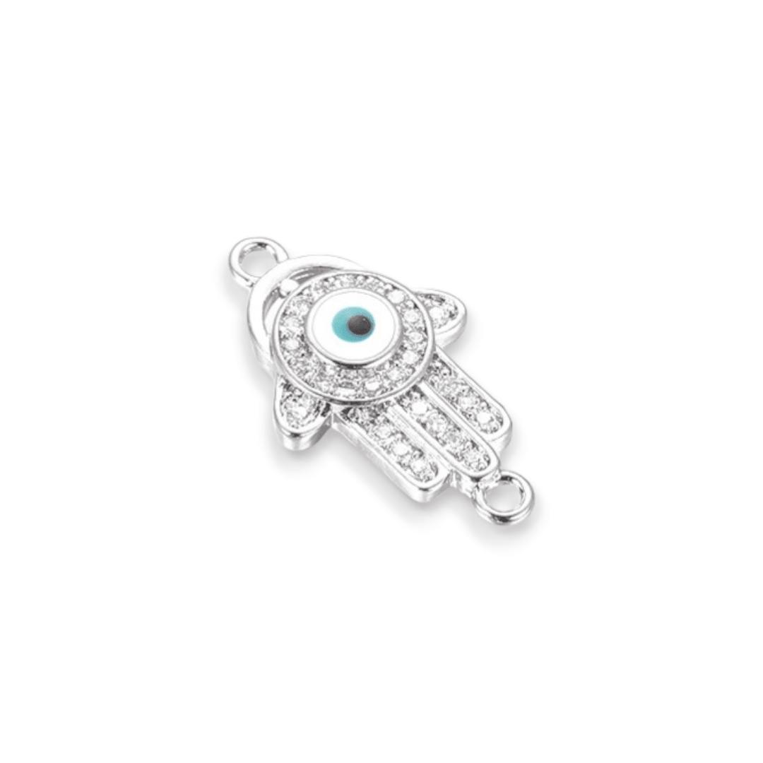 Dije conector hamsa nazar ojo turco baño de platino / unidad3