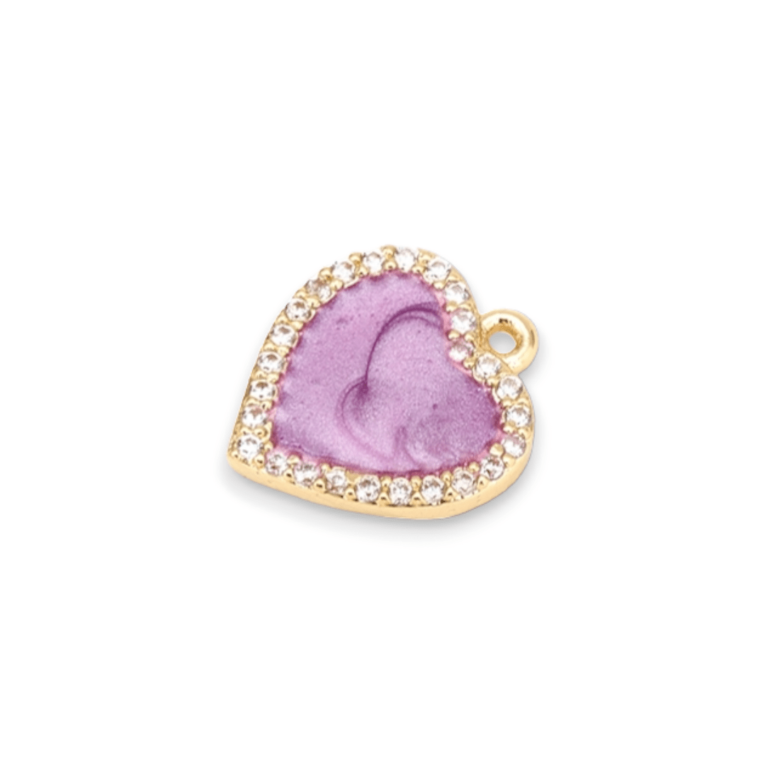 Dije colgante esmaltado corazón 13.5mm baño de oro / unidad5