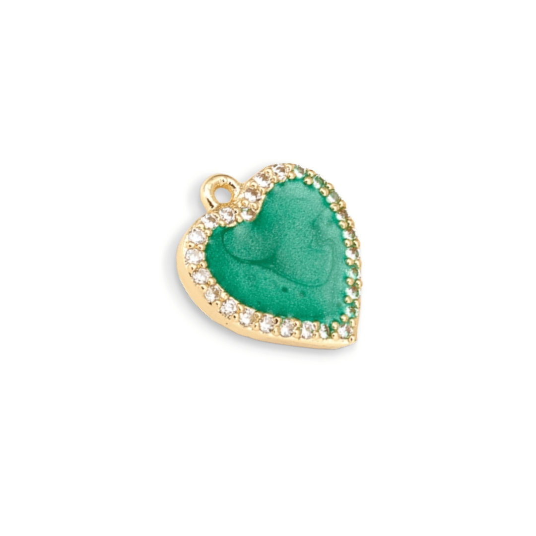 Dije colgante esmaltado corazón 13.5mm baño de oro / unidad4