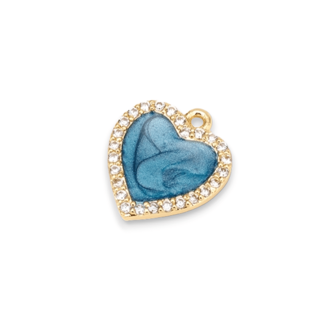 Dije colgante esmaltado corazón 13.5mm baño de oro / unidad3