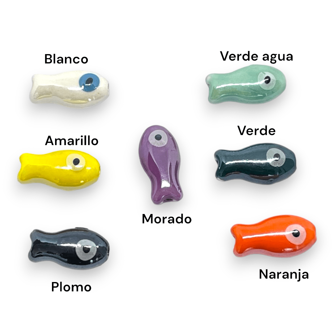 Pasador ojo turco nazar pez peces 19.5 mm porcelana / unidad4