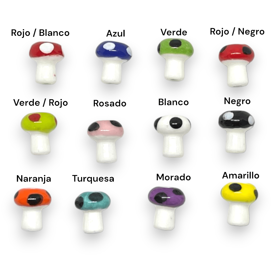 Pasador honguitos hongos multicolor porcelana / unidad2