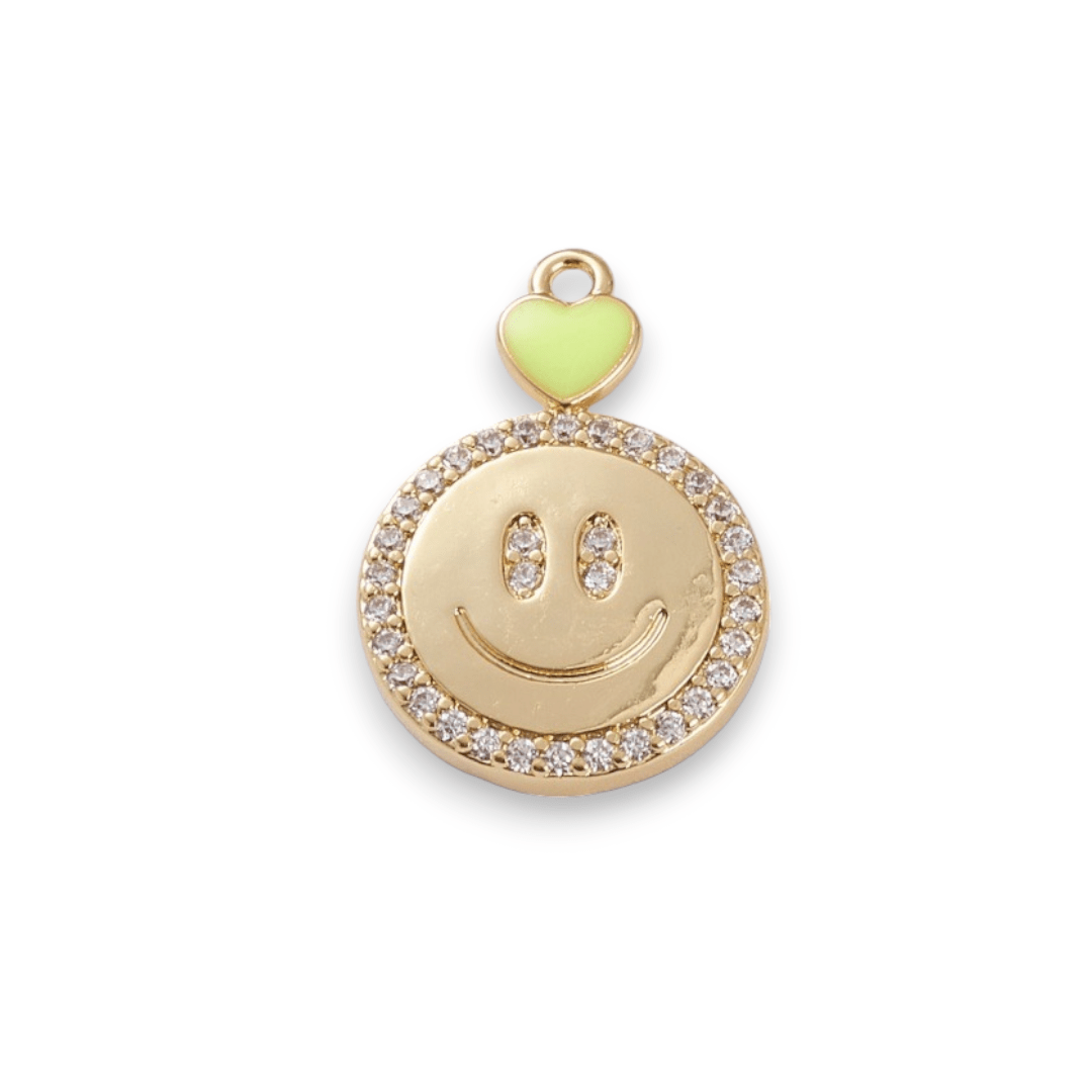 Dije colgante smiley face corazón baño de oro zircón / unidad1