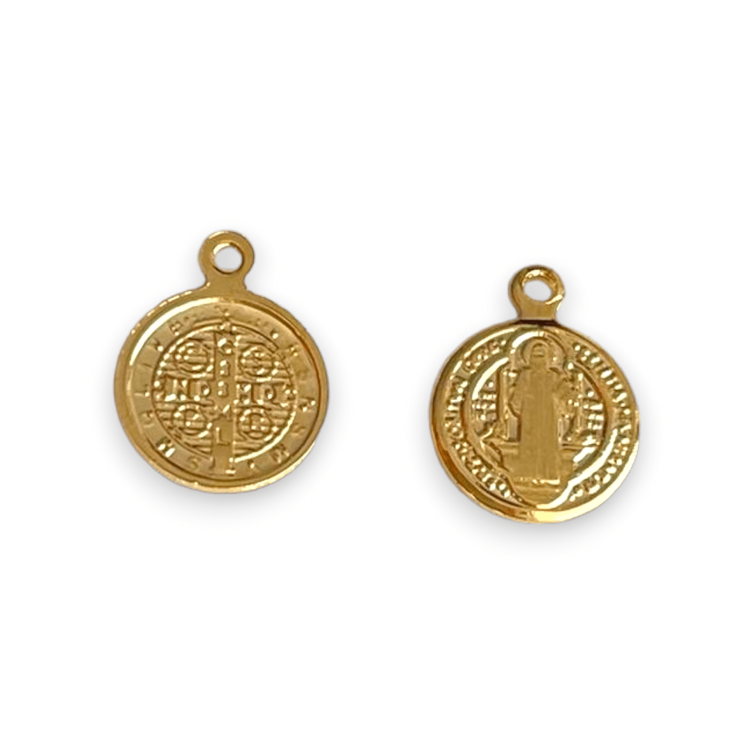 Mini dije colgante medalla san benito 8 mm gold-filled / unidad1
