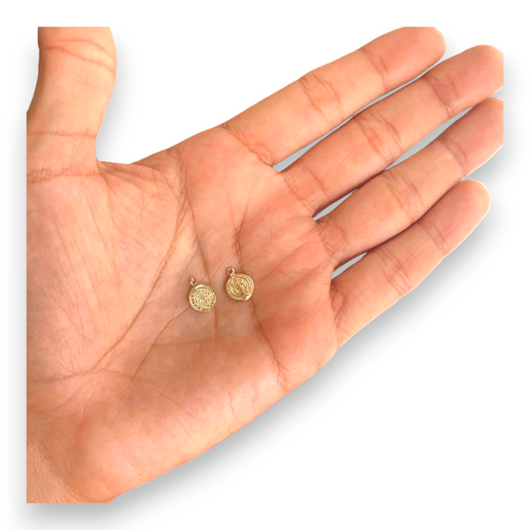 Mini dije colgante medalla san benito 8 mm gold-filled / unidad2