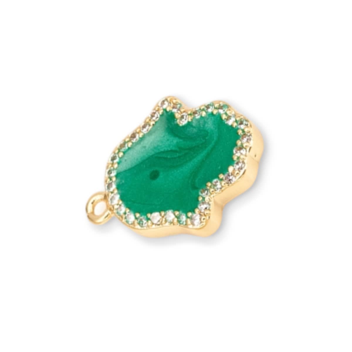 Dije colgante esmaltado hamsa mano fatima baño de oro / unidad4