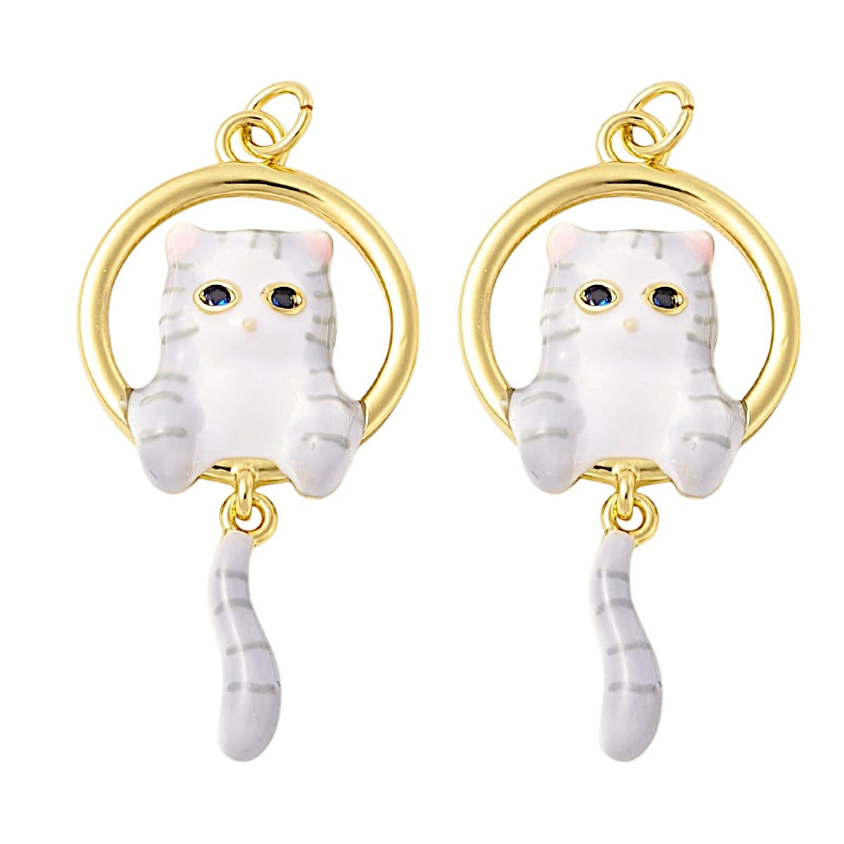Dije colgante esmaltado felino gato baño oro / unidad2