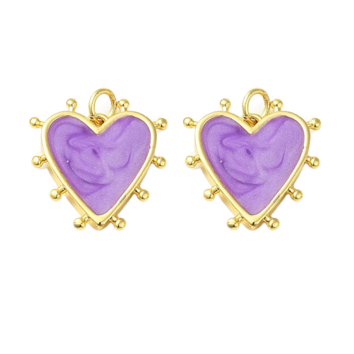 Dije colgante esmaltado corazón balines 19 mm baño oro / unidad5