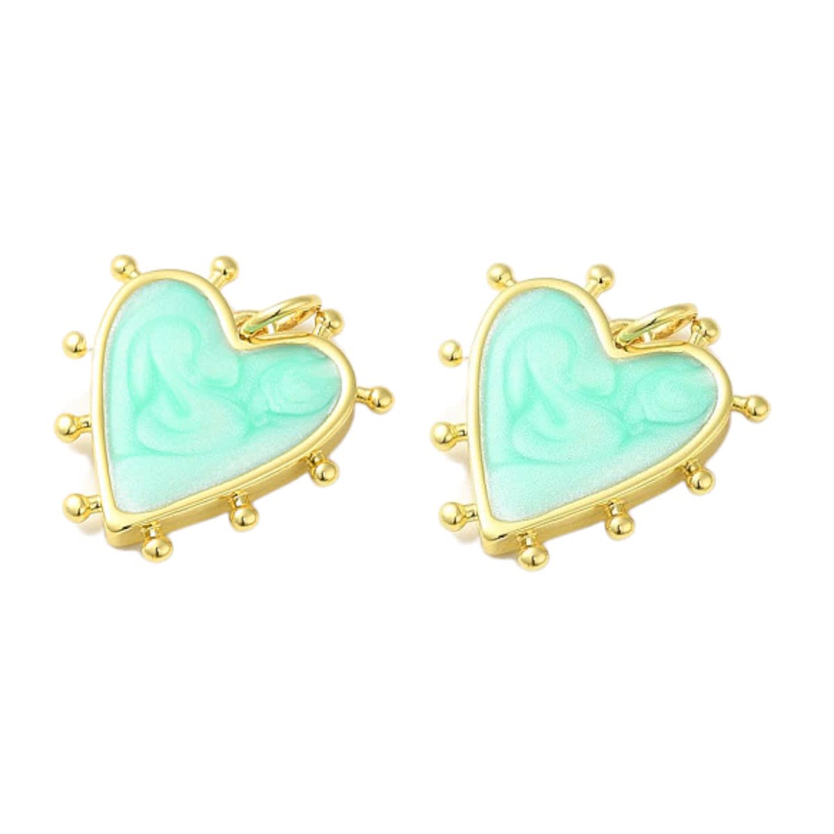 Dije colgante esmaltado corazón balines 19 mm baño oro / unidad4