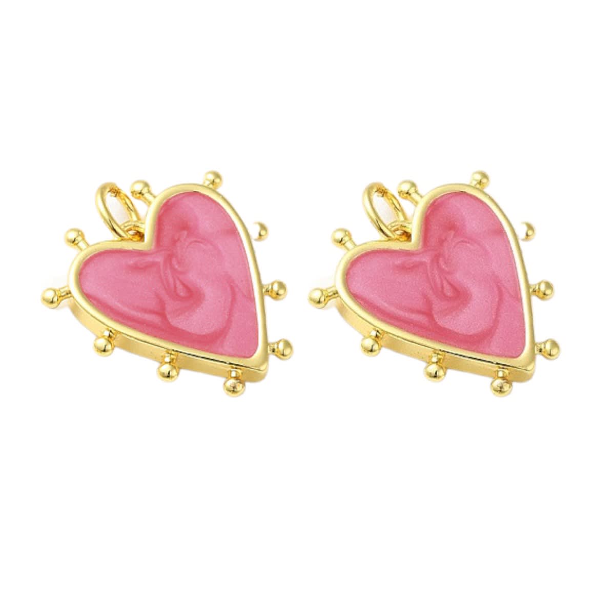 Dije colgante esmaltado corazón balines 19 mm baño oro / unidad3