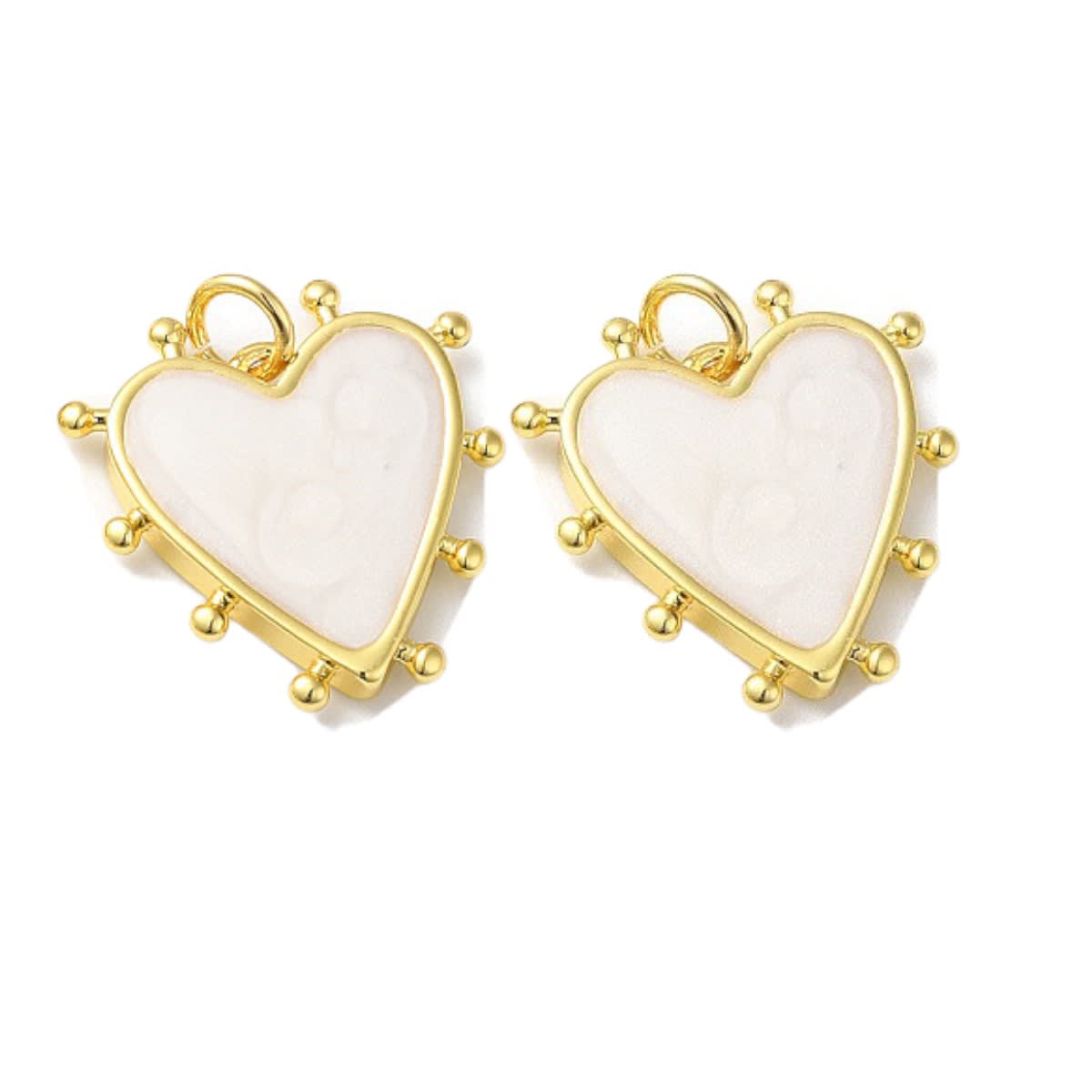 Dije colgante esmaltado corazón balines 19 mm baño oro / unidad2