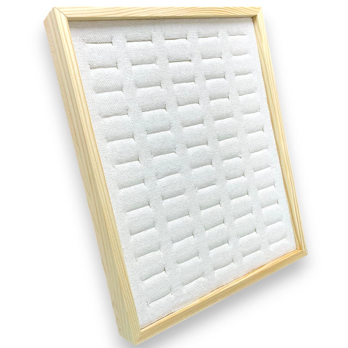 Exhibidor mostrario 60 anillos tela madera / unidad1