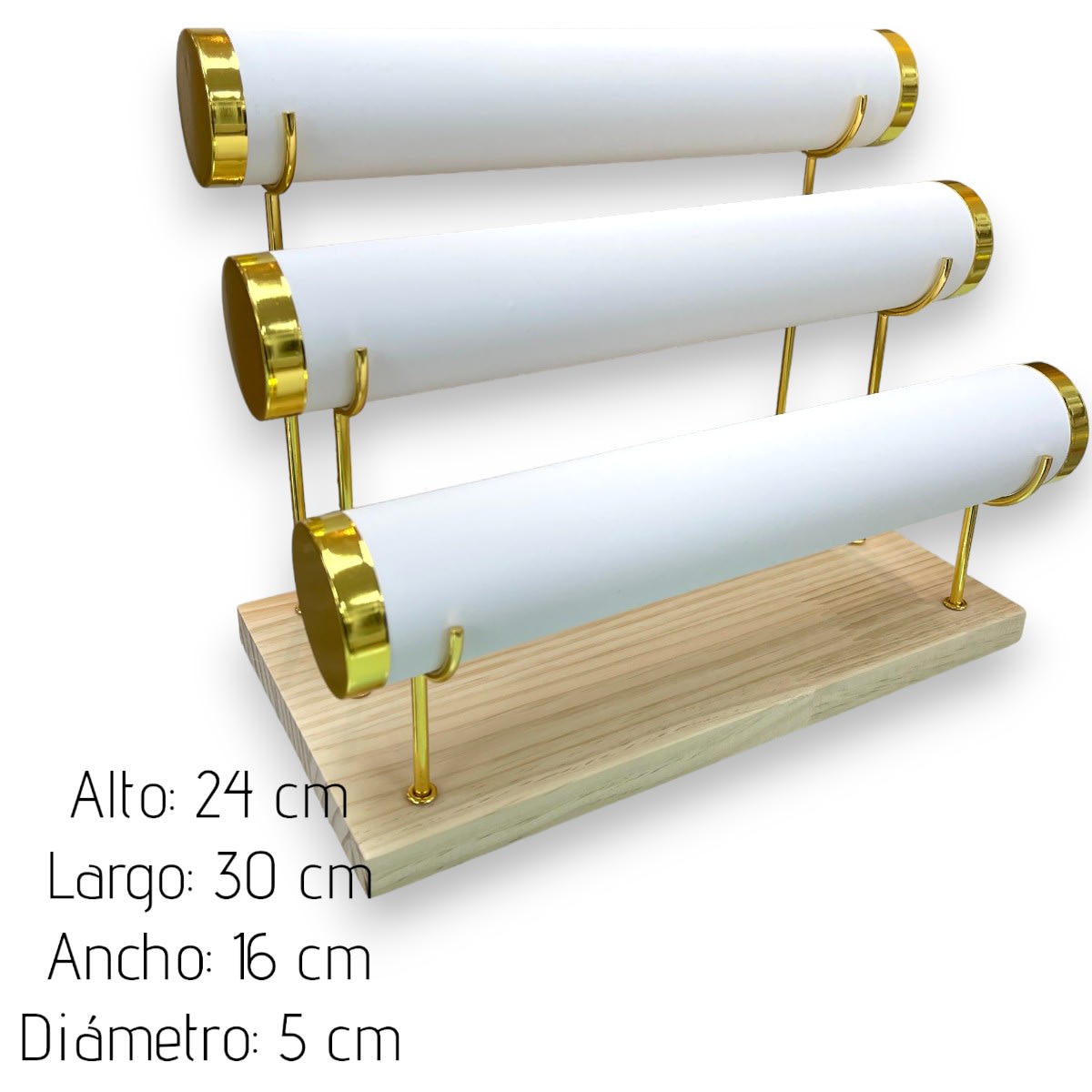 Exhibidor mostrario pulseras reloj tres niveles tela madera / unidad3