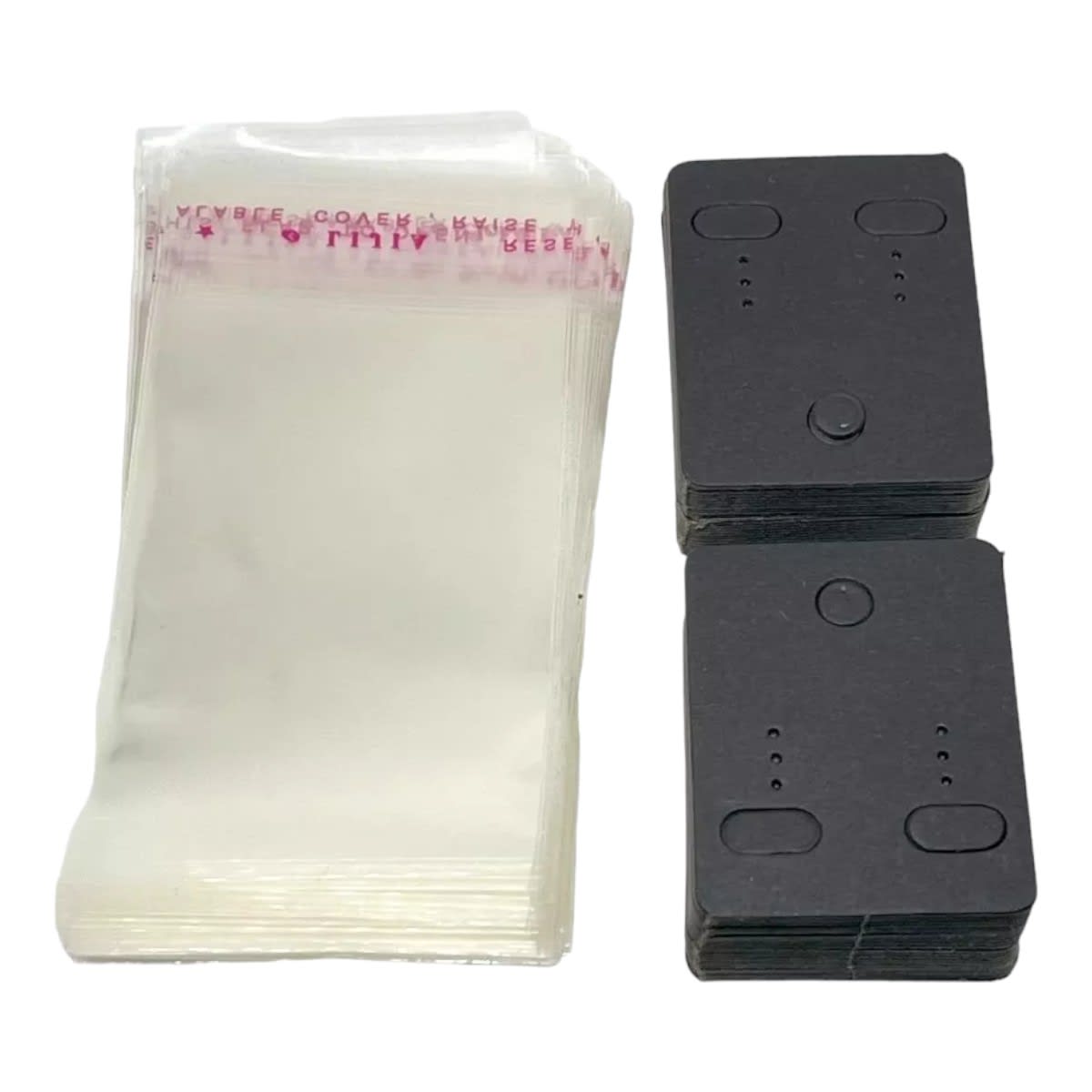 Bolsas celofán adhesivas con tarjetas de exhibición de aros / Paquete3