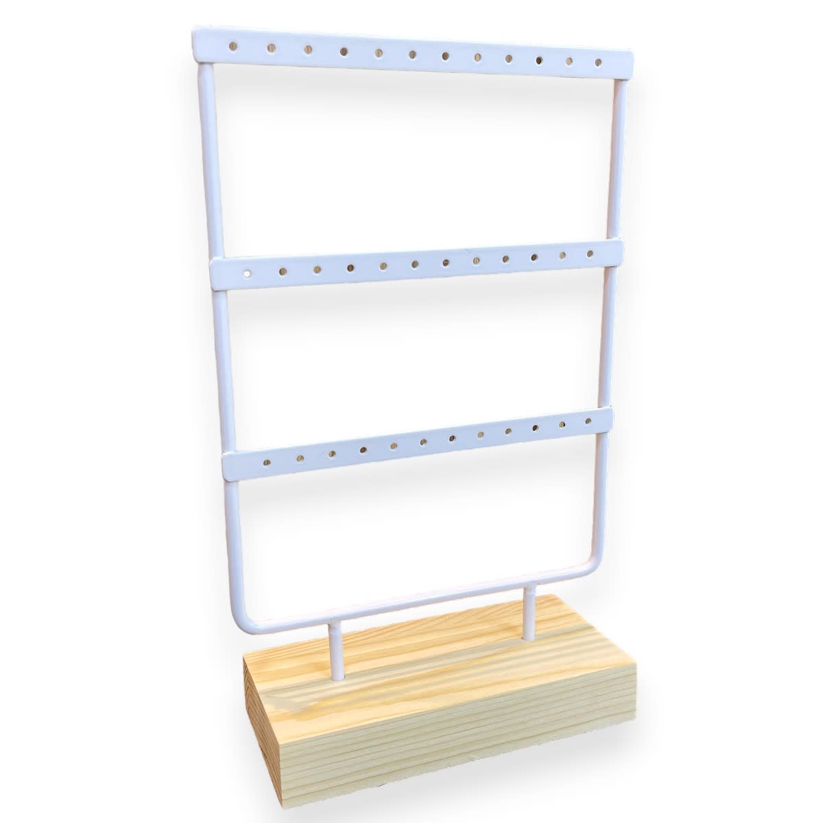 Exhibidor de aros zarcillos pendientes 18 pares metal y madera / unidad2