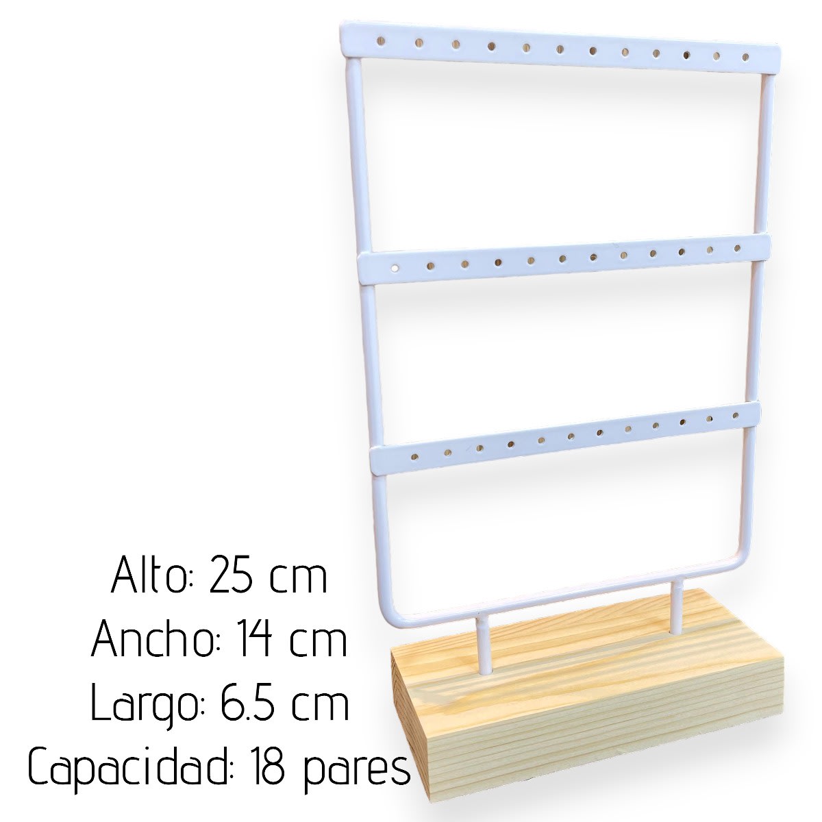 Exhibidor de aros zarcillos pendientes 18 pares metal y madera / unidad4