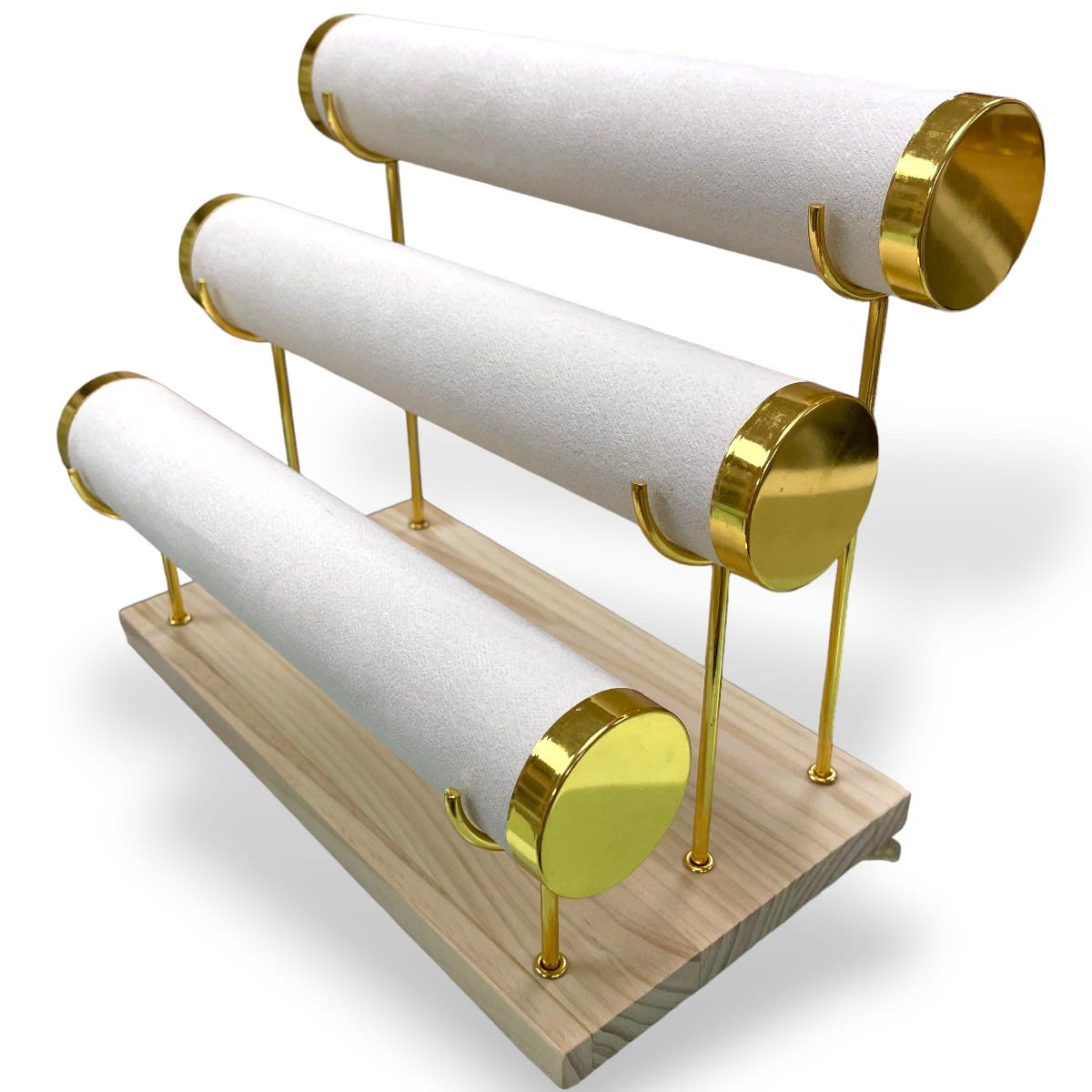 Exhibidor mostrario pulseras reloj tres niveles tela madera / unidad5