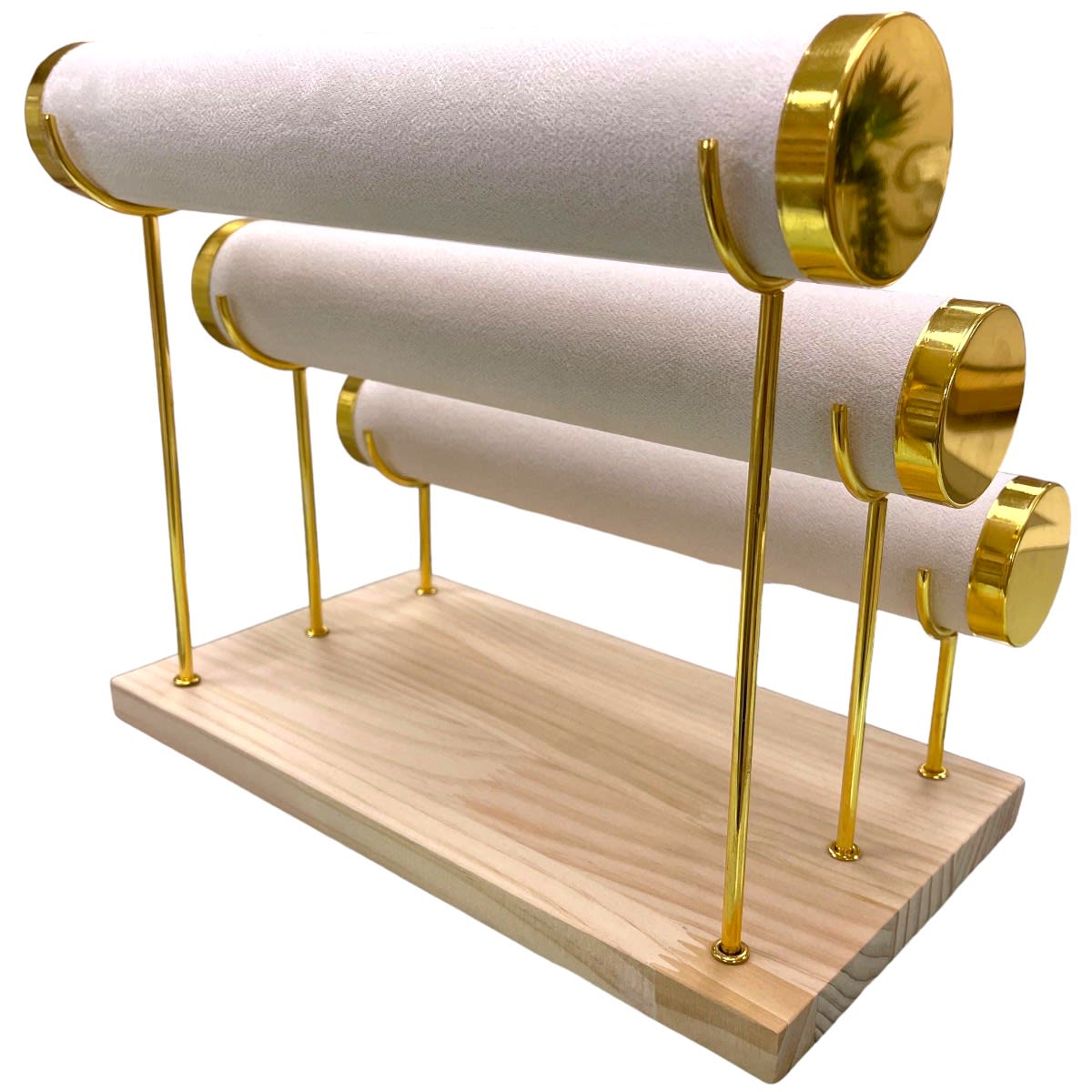 Exhibidor mostrario pulseras reloj tres niveles tela madera / unidad2