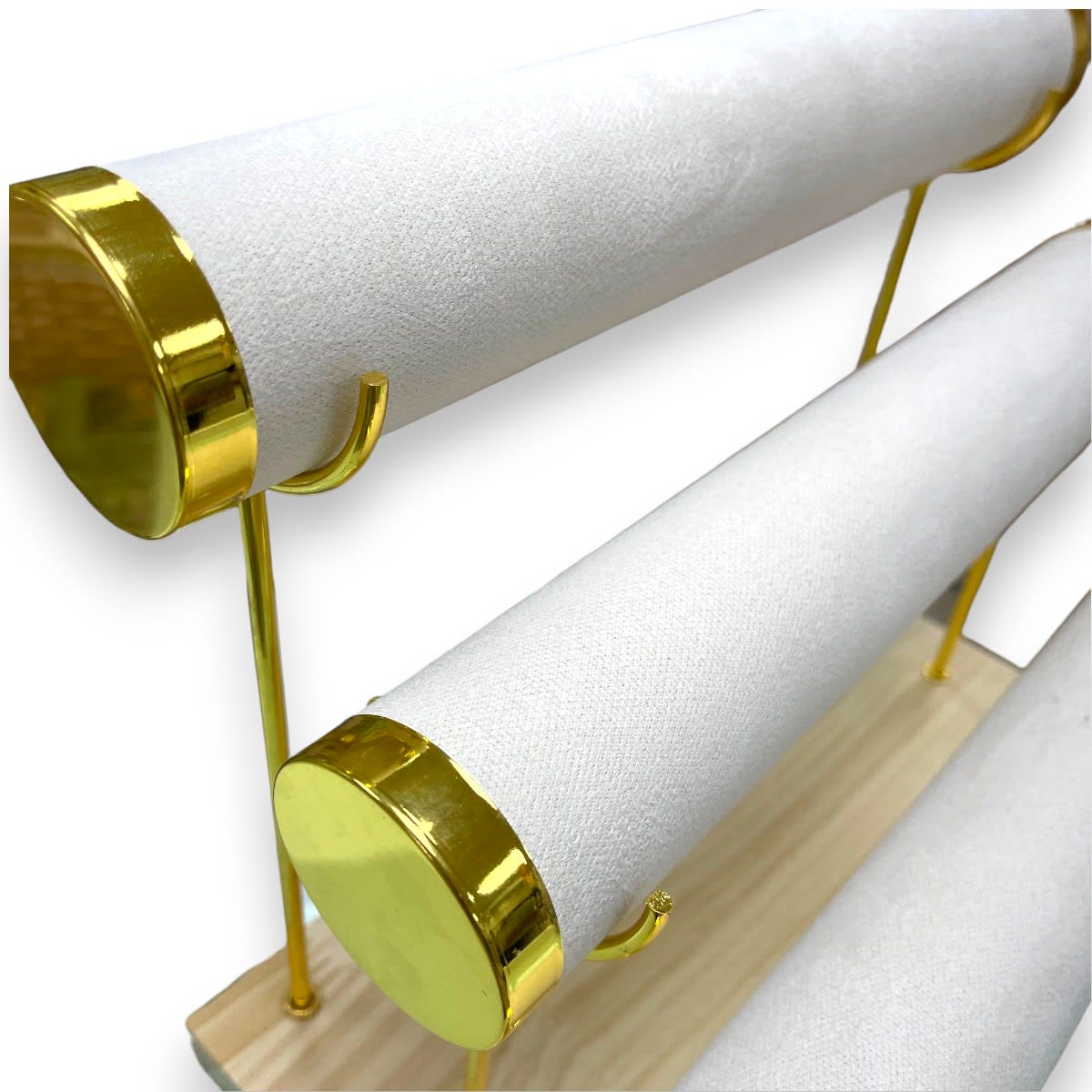 Exhibidor mostrario pulseras reloj tres niveles tela madera / unidad4