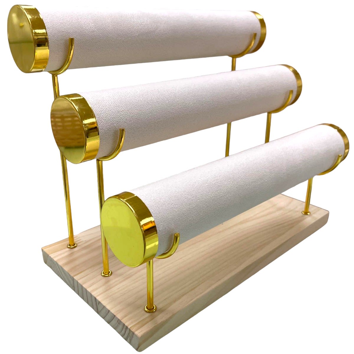 Exhibidor mostrario pulseras reloj tres niveles tela madera / unidad1