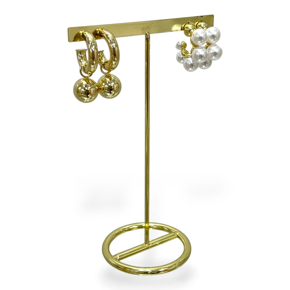 Set 2 Exhibidores aros zarcillos pendientes metálico Dorado2