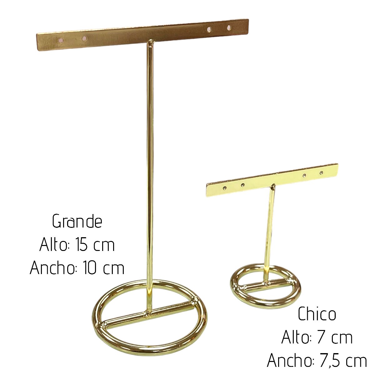 Set 2 Exhibidores aros zarcillos pendientes metálico Dorado3