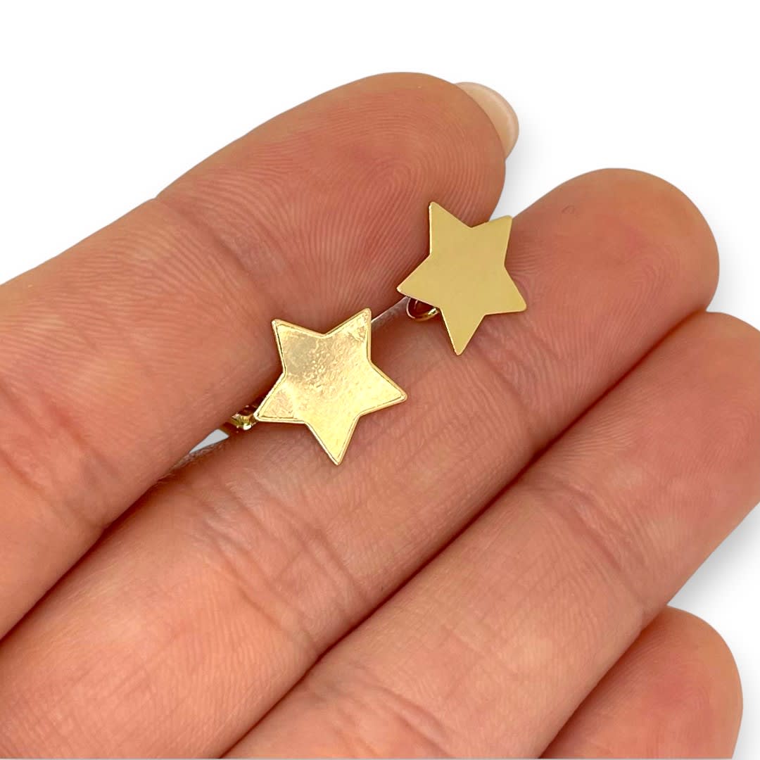 Base de aros topito estrella 11 mm baño de oro / par2