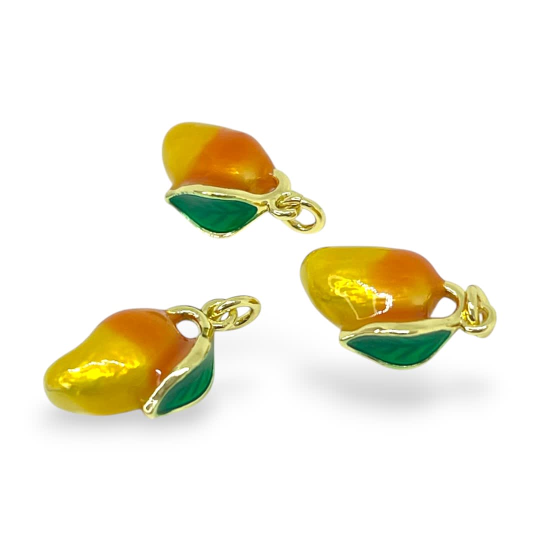 Dije colgante mango 13 mm esmaltado baño de oro / unidad2