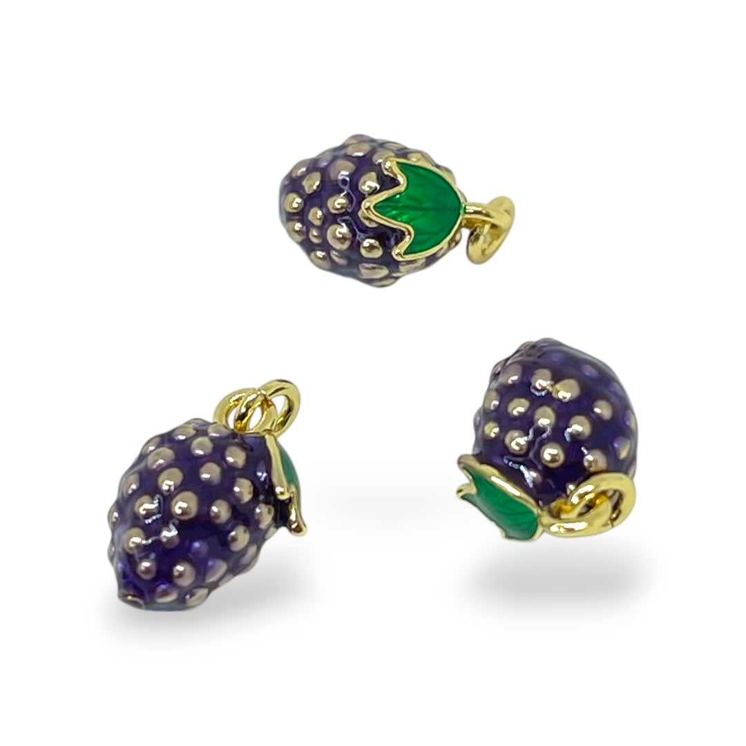 Dije colgante uva 13x9 mm esmaltado baño de oro / unidad2