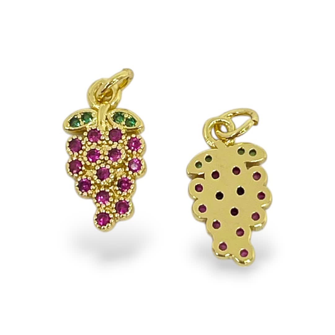 Dije colgante uva 14 mm zircón baño de oro / unidad2