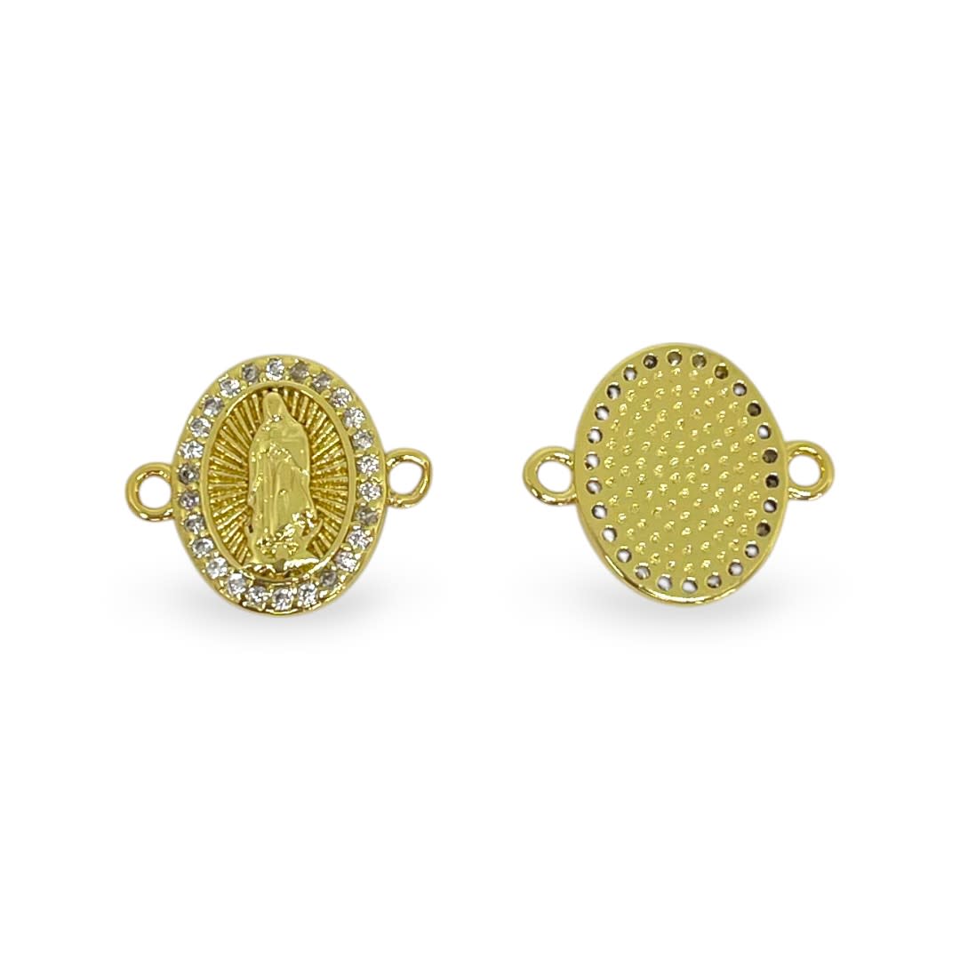 Dije conector virgen de Guadalupe 17x14 mm zircón baño de oro / unidad2